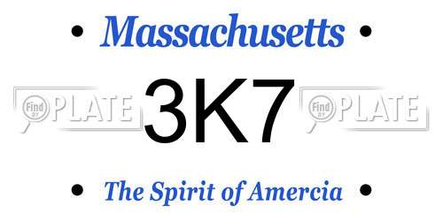 3K7 Massachusetts License Plate