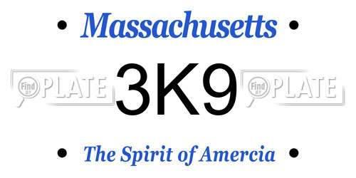 3K9 Massachusetts License Plate