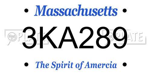 3KA289 Massachusetts License Plate