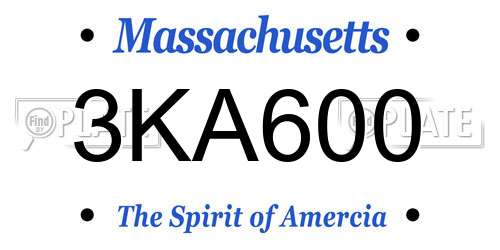 3KA600 Massachusetts License Plate