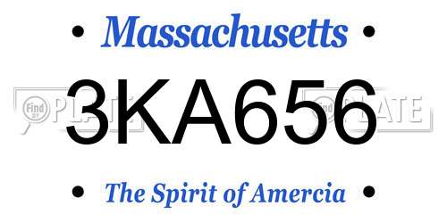 3KA656 Massachusetts License Plate