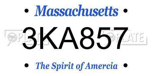3KA857 Massachusetts License Plate