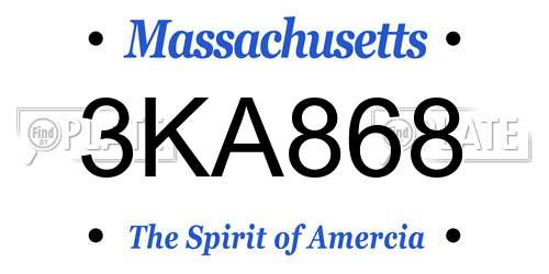 3KA868 Massachusetts License Plate