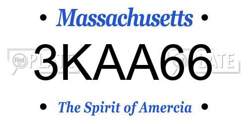 3KAA66 Massachusetts License Plate