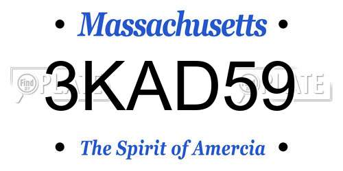 3KAD59 Massachusetts License Plate