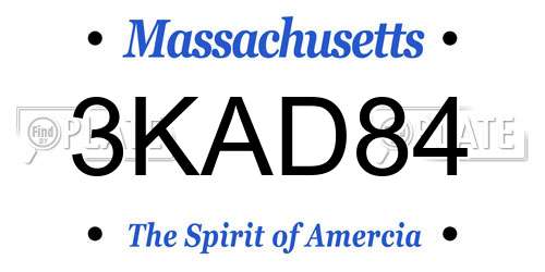 3KAD84 Massachusetts License Plate
