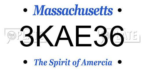 3KAE36 Massachusetts License Plate
