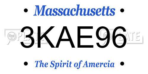 3KAE96 Massachusetts License Plate