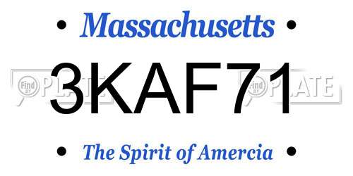 3KAF71 Massachusetts License Plate