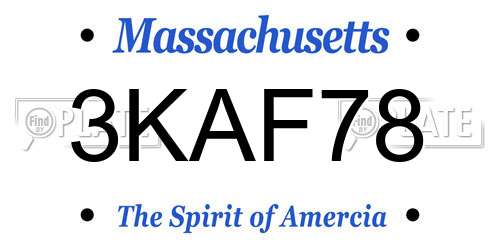 3KAF78 Massachusetts License Plate