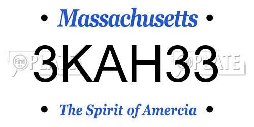 3KAH33 Massachusetts License Plate
