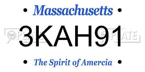 3KAH91 Massachusetts License Plate