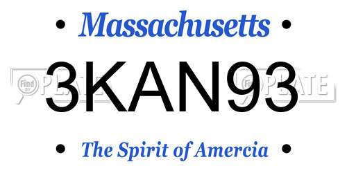 3KAN93 Massachusetts License Plate