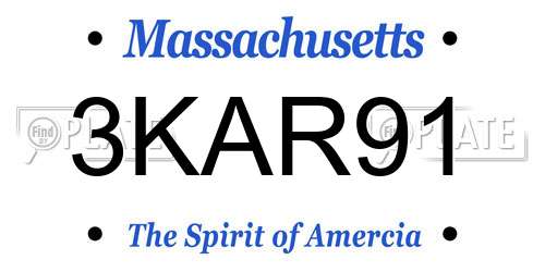 3KAR91 Massachusetts License Plate