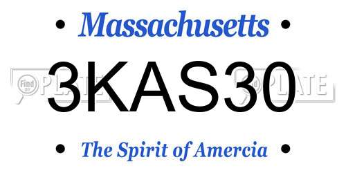 3KAS30 Massachusetts License Plate