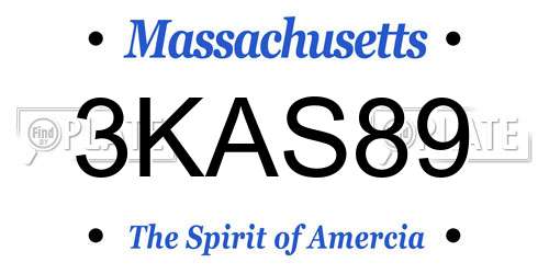 3KAS89 Massachusetts License Plate
