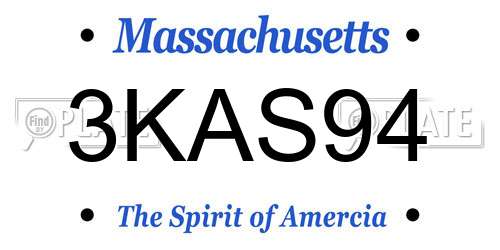 3KAS94 Massachusetts License Plate