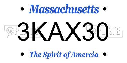 3KAX30 Massachusetts License Plate