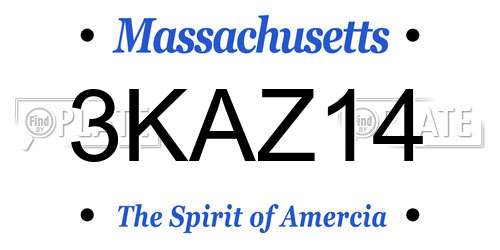 3KAZ14 Massachusetts License Plate