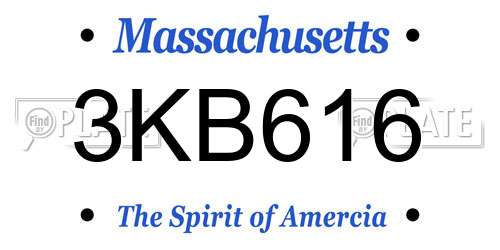 3KB616 Massachusetts License Plate