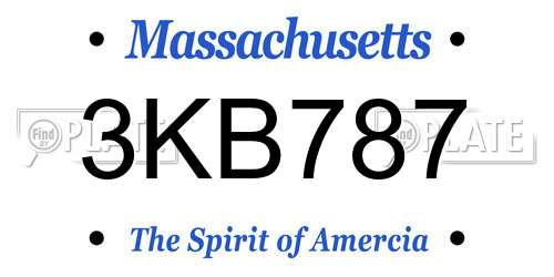 3KB787 Massachusetts License Plate