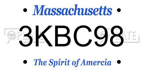 3KBC98 Massachusetts License Plate