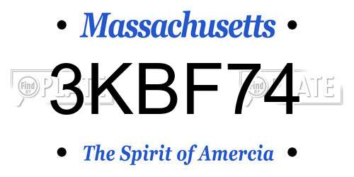 3KBF74 Massachusetts License Plate