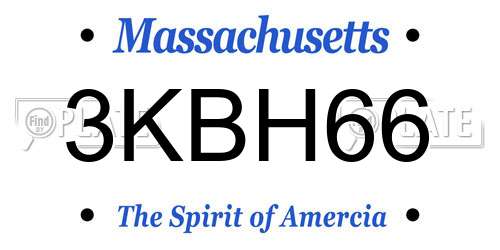 3KBH66 Massachusetts License Plate