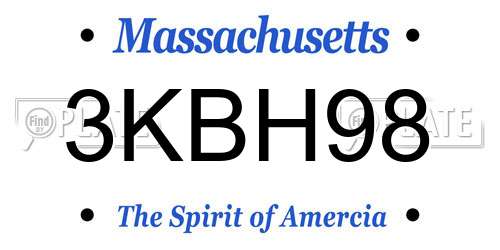 3KBH98 Massachusetts License Plate