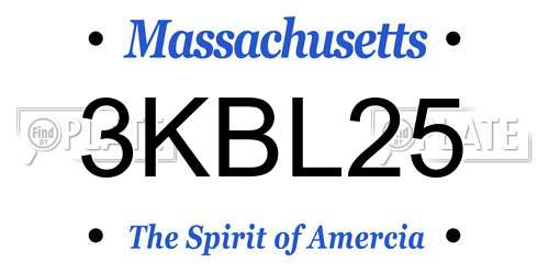 3KBL25 Massachusetts License Plate