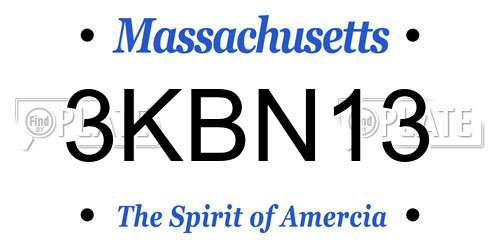 3KBN13 Massachusetts License Plate