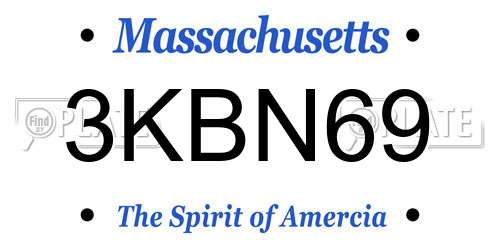 3KBN69 Massachusetts License Plate