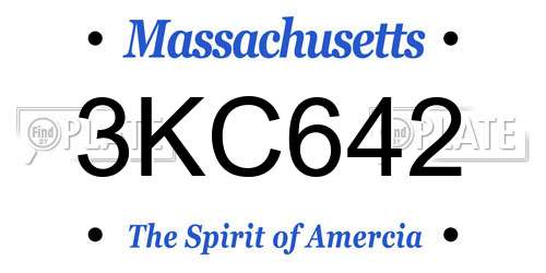 3KC642 Massachusetts License Plate