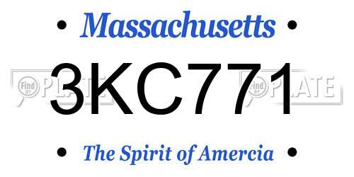 3KC771 Massachusetts License Plate