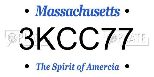 3KCC77 Massachusetts License Plate