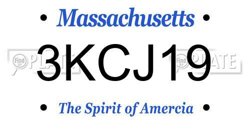 3KCJ19 Massachusetts License Plate