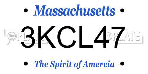 3KCL47 Massachusetts License Plate
