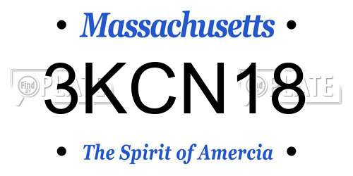 3KCN18 Massachusetts License Plate