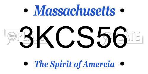 3KCS56 Massachusetts License Plate