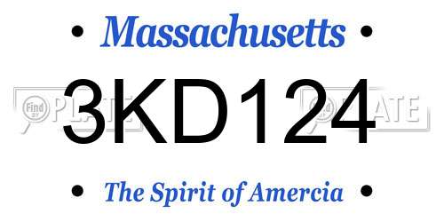 3KD124 Massachusetts License Plate