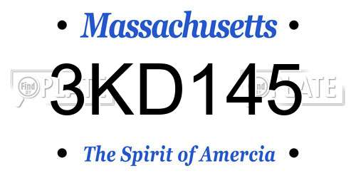 3KD145 Massachusetts License Plate