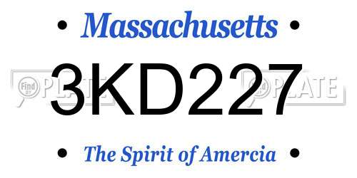 3KD227 Massachusetts License Plate