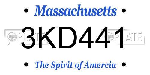 3KD441 Massachusetts License Plate