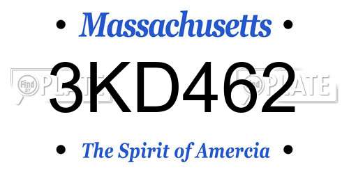 3KD462 Massachusetts License Plate