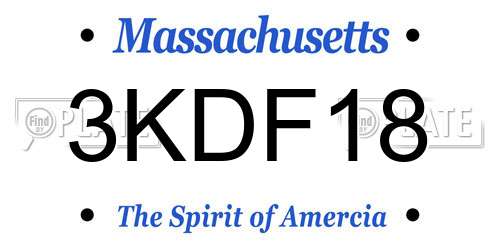3KDF18 Massachusetts License Plate