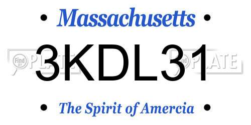 3KDL31 Massachusetts License Plate