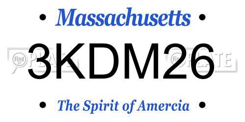 3KDM26 Massachusetts License Plate