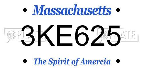3KE625 Massachusetts License Plate