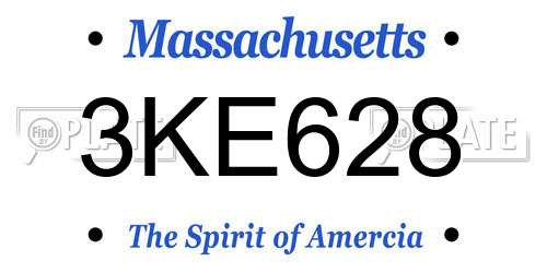 3KE628 Massachusetts License Plate