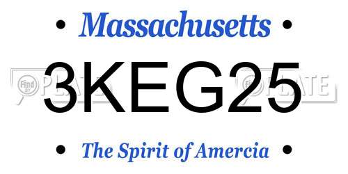 3KEG25 Massachusetts License Plate